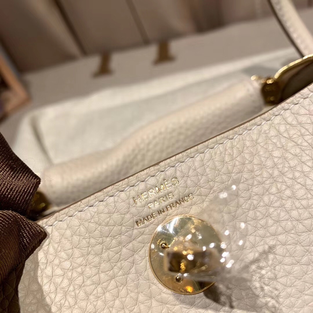 에르메스 미니 린디백19 펄그레이 금장 끌레망스 가죽